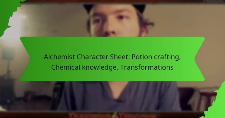 Alchemist Character Sheet: Potion crafting, Chemical knowledge, Transformations