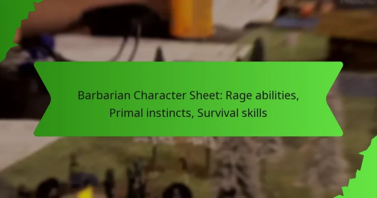 Barbarian Character Sheet: Rage abilities, Primal instincts, Survival skills