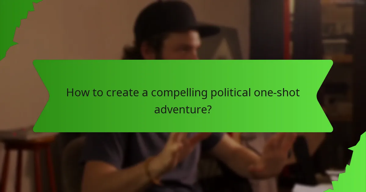 How to create a compelling political one-shot adventure?